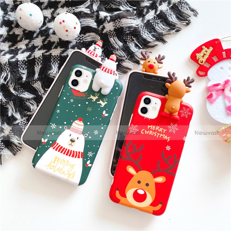 Silicone Candy Rubber Gel Christmas Pattern Soft Case Cover S02 for Apple iPhone 12