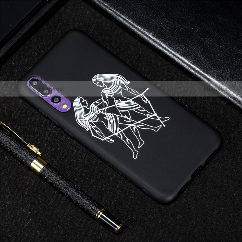 Silicone Candy Rubber Gel Constellation Soft Case Cover S04 for Huawei P20 Pro Black