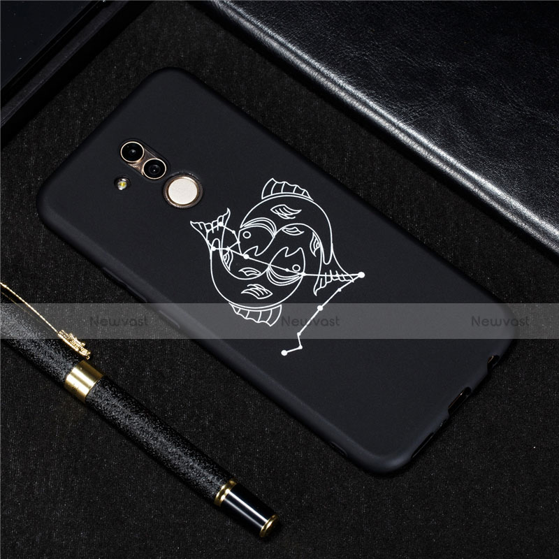 Silicone Candy Rubber Gel Constellation Soft Case Cover S12 for Huawei Mate 20 Lite Black