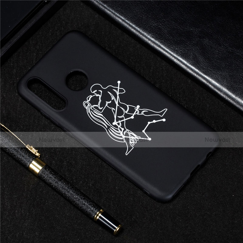 Silicone Candy Rubber Gel Constellation Soft Case Cover S12 for Huawei Nova 4e Black