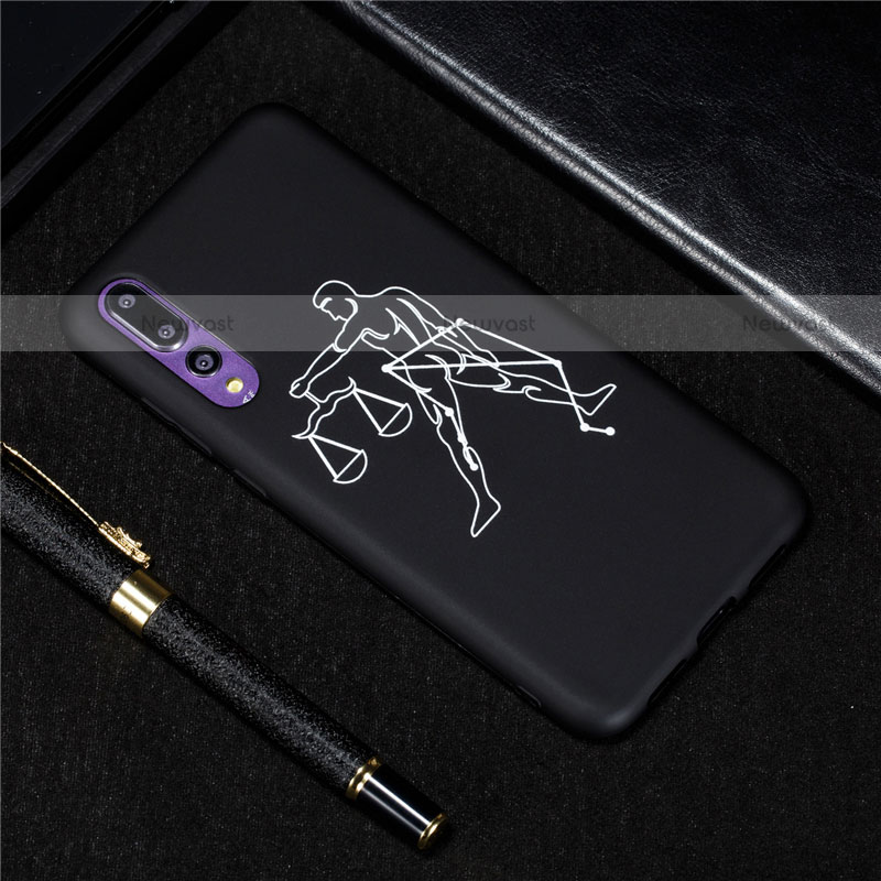 Silicone Candy Rubber Gel Constellation Soft Case Cover S12 for Huawei P20 Pro Black