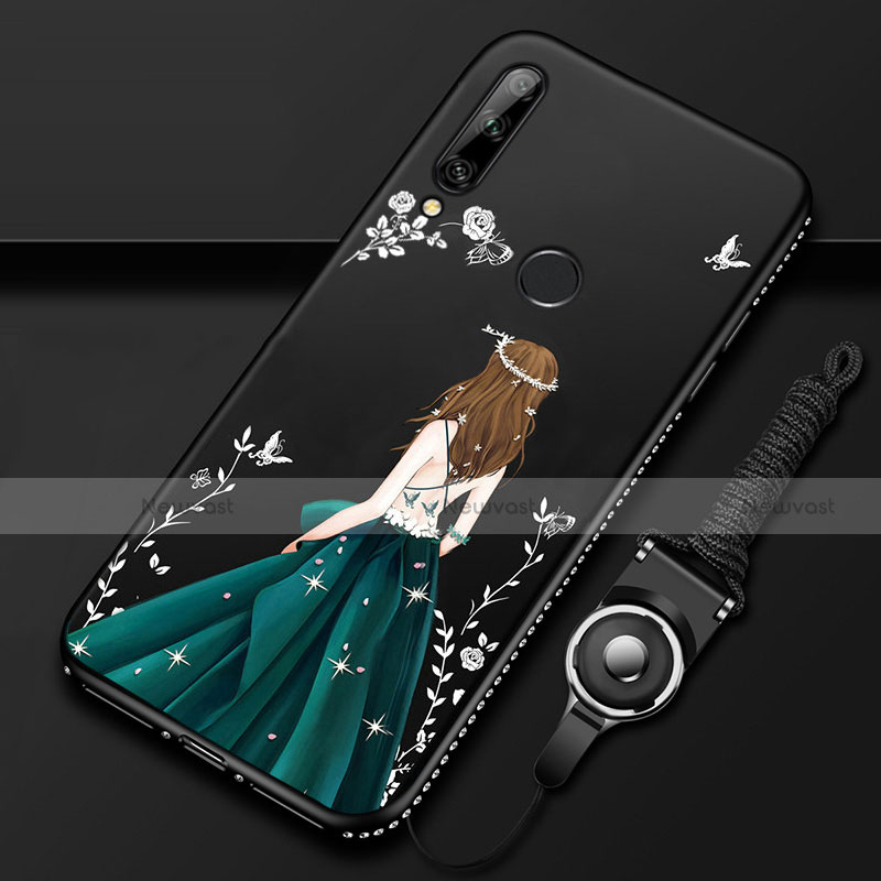 Silicone Candy Rubber Gel Dress Party Girl Soft Case Cover for Huawei Enjoy 10 Plus Green