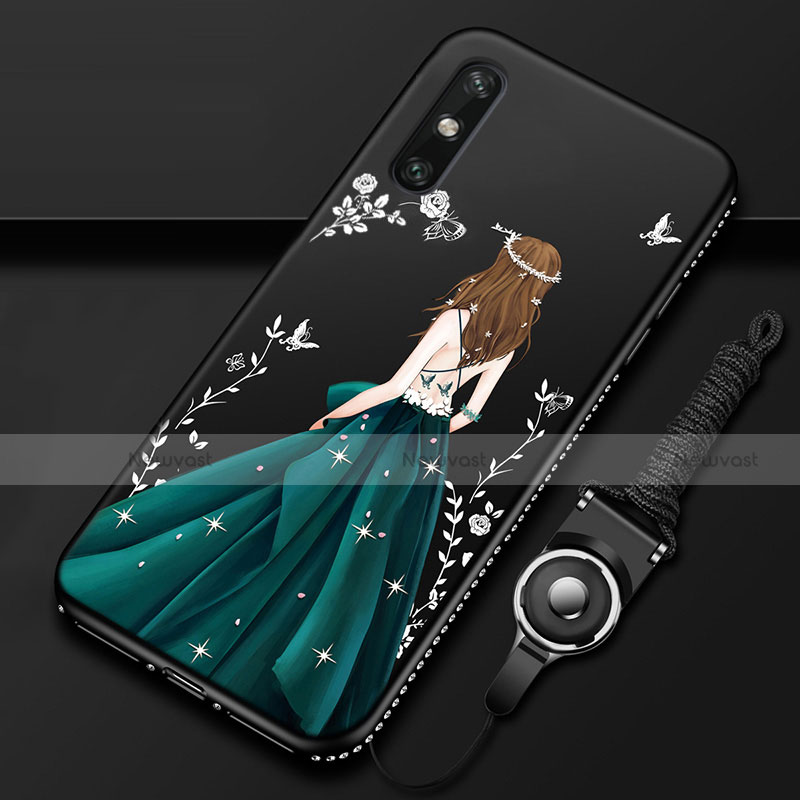 Silicone Candy Rubber Gel Dress Party Girl Soft Case Cover for Huawei Enjoy 10e Green