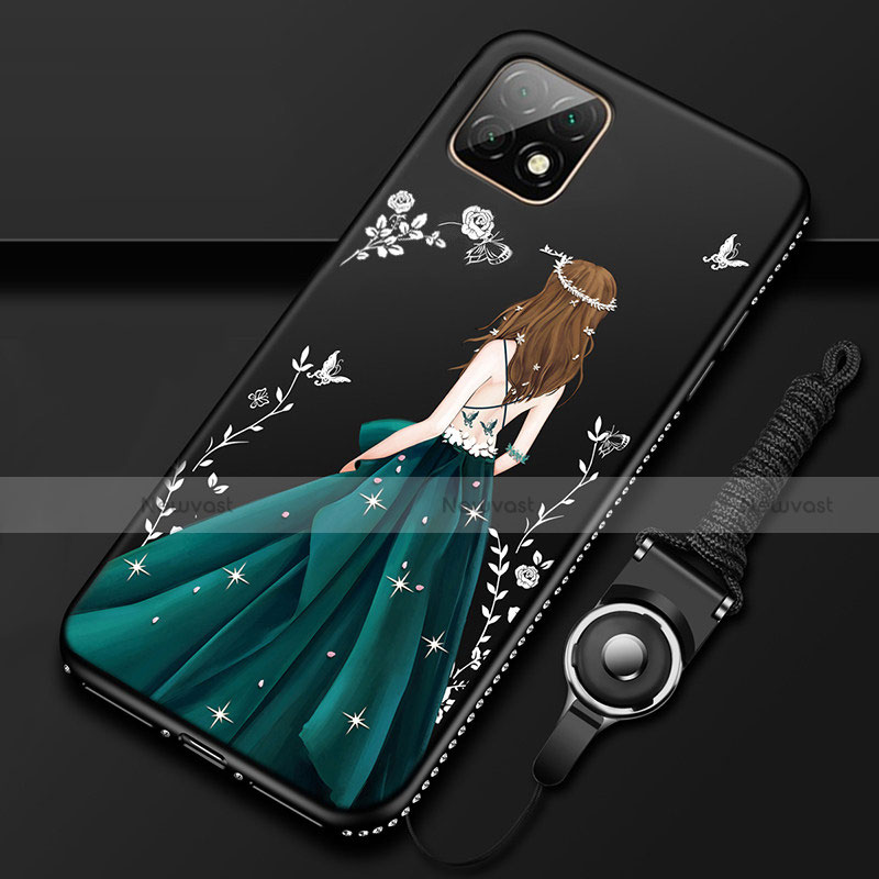 Silicone Candy Rubber Gel Dress Party Girl Soft Case Cover for Huawei Enjoy 20 5G Green