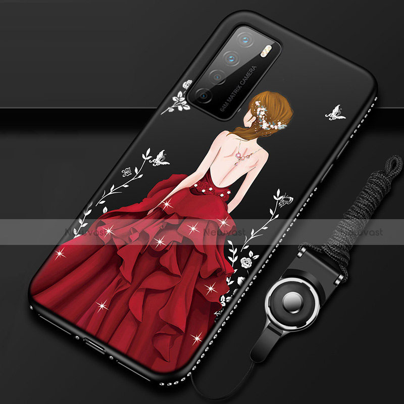 Silicone Candy Rubber Gel Dress Party Girl Soft Case Cover for Huawei Honor Play4 5G