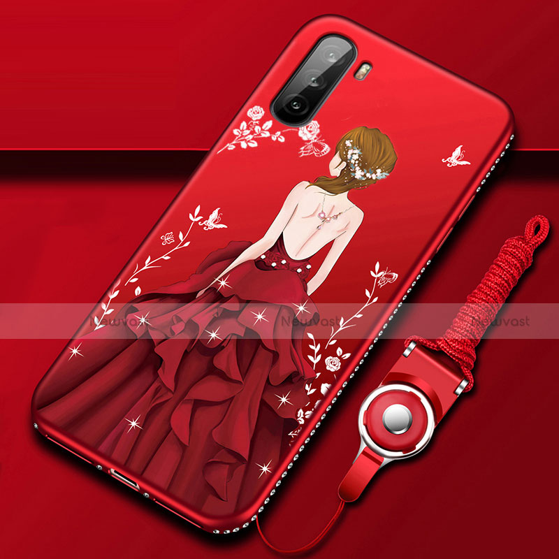 Silicone Candy Rubber Gel Dress Party Girl Soft Case Cover for Huawei Mate 40 Lite 5G Red
