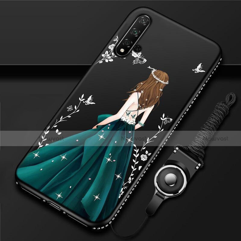 Silicone Candy Rubber Gel Dress Party Girl Soft Case Cover for Huawei Nova 5 Green