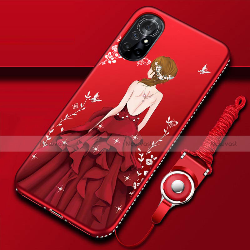 Silicone Candy Rubber Gel Dress Party Girl Soft Case Cover for Huawei Nova 8 5G Red