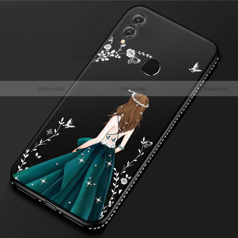 Silicone Candy Rubber Gel Dress Party Girl Soft Case Cover for Huawei P Smart (2019) Black
