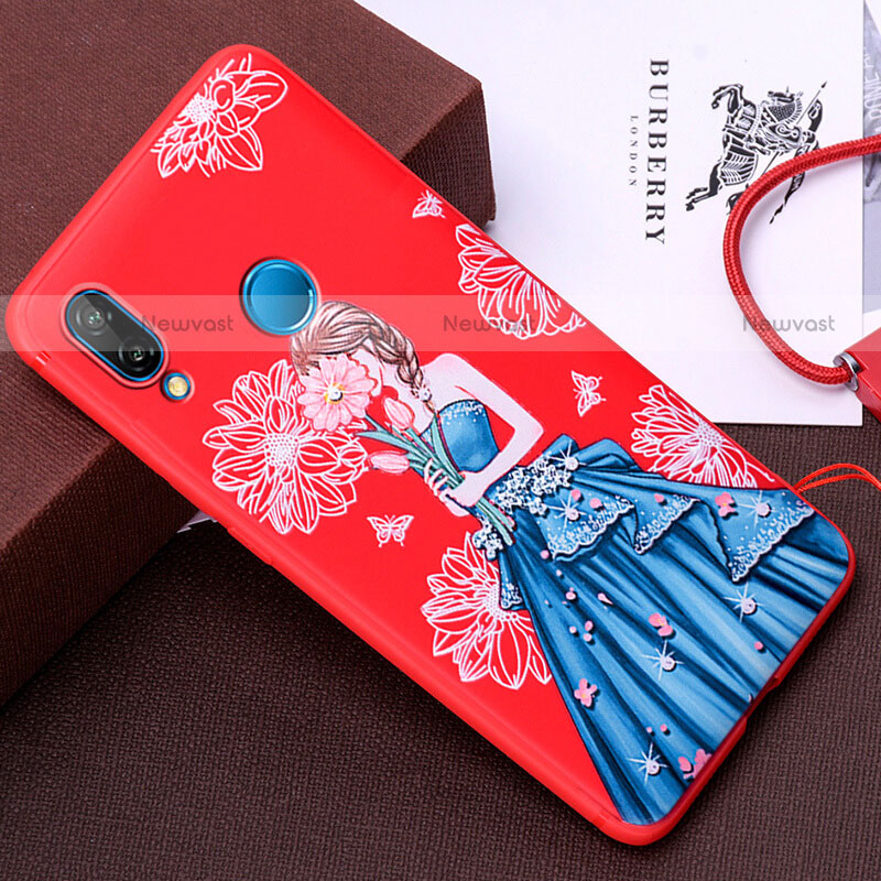 Silicone Candy Rubber Gel Dress Party Girl Soft Case Cover for Huawei P20 Lite Sky Blue