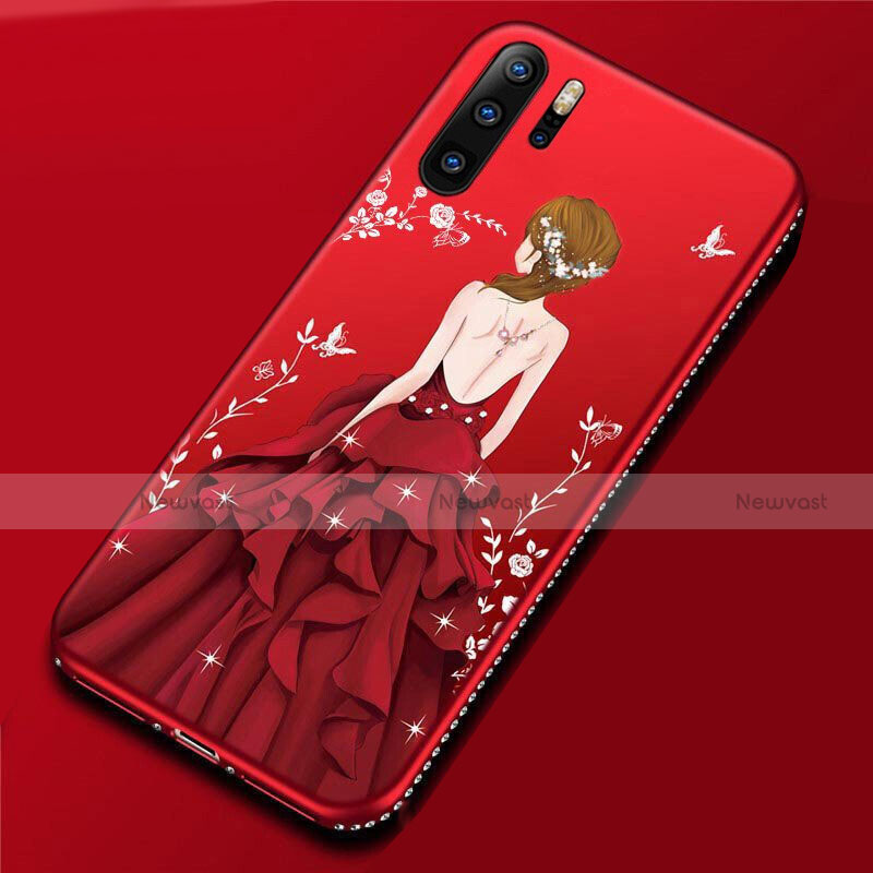 Silicone Candy Rubber Gel Dress Party Girl Soft Case Cover for Huawei P30 Pro Red