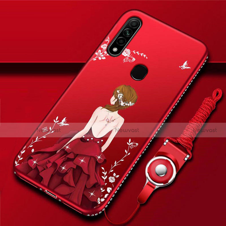Silicone Candy Rubber Gel Dress Party Girl Soft Case Cover for Oppo A31 Red