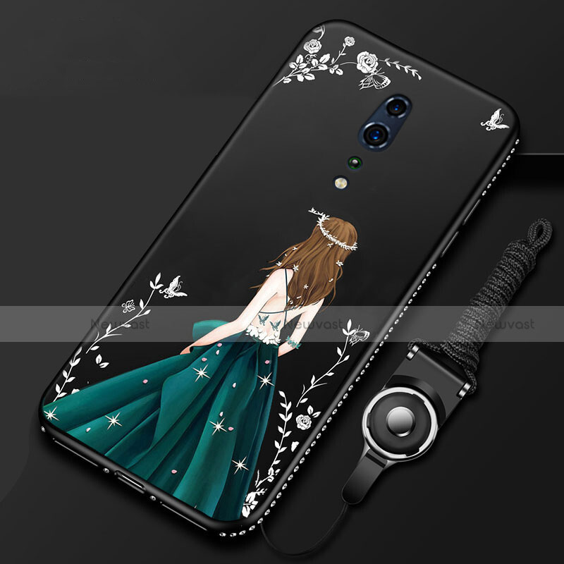 Silicone Candy Rubber Gel Dress Party Girl Soft Case Cover for Oppo Reno Z Black