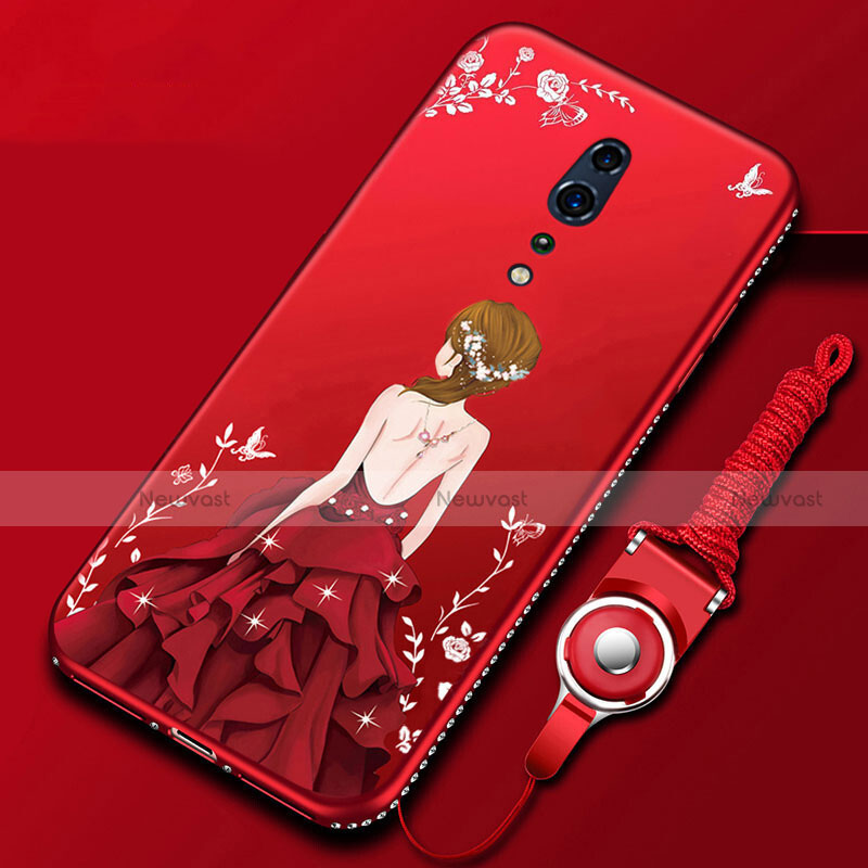 Silicone Candy Rubber Gel Dress Party Girl Soft Case Cover for Oppo Reno Z Red