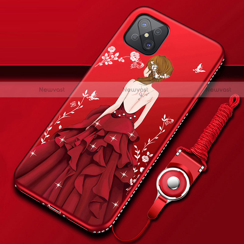 Silicone Candy Rubber Gel Dress Party Girl Soft Case Cover for Oppo Reno4 Z 5G Red
