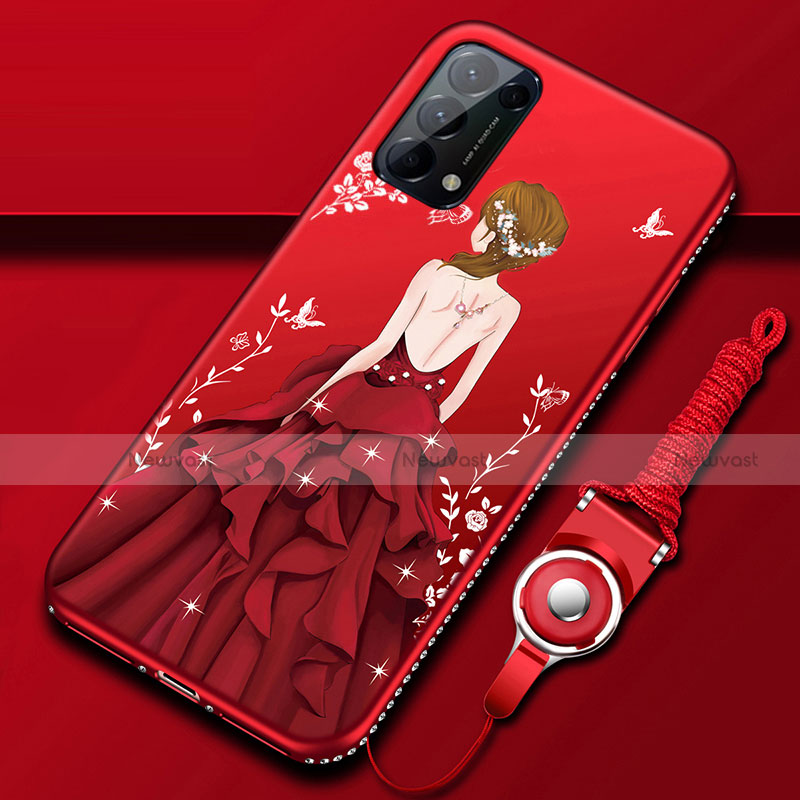 Silicone Candy Rubber Gel Dress Party Girl Soft Case Cover for Oppo Reno5 Pro 5G Red