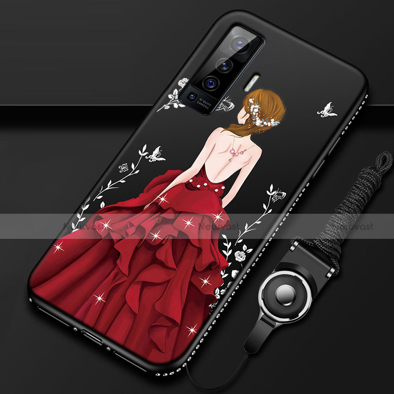 Silicone Candy Rubber Gel Dress Party Girl Soft Case Cover for Vivo X50 5G
