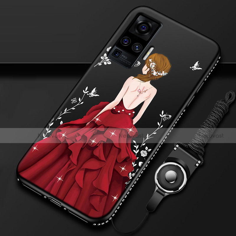 Silicone Candy Rubber Gel Dress Party Girl Soft Case Cover for Vivo X50 Pro 5G