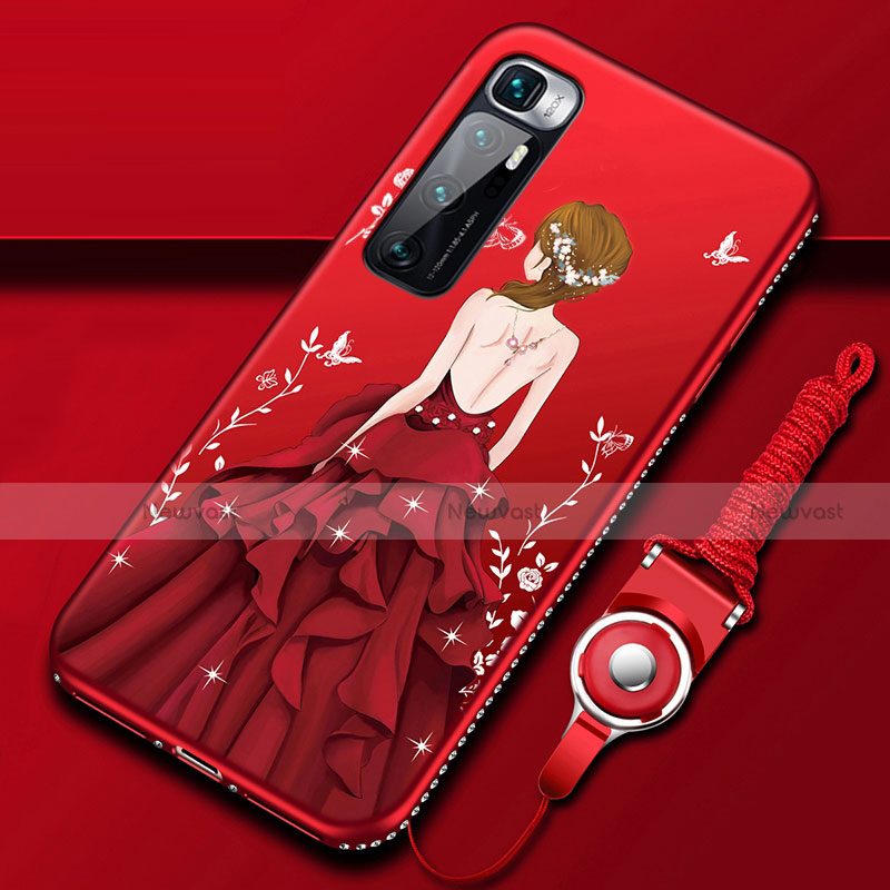 Silicone Candy Rubber Gel Dress Party Girl Soft Case Cover for Xiaomi Mi 10 Ultra Red