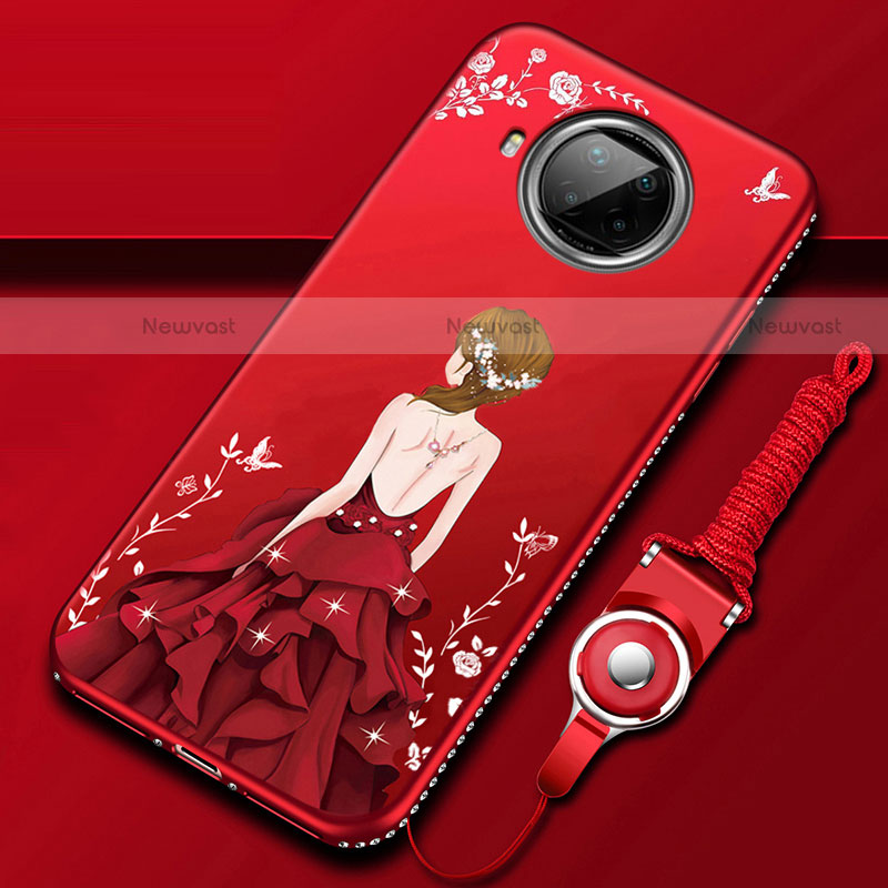 Silicone Candy Rubber Gel Dress Party Girl Soft Case Cover for Xiaomi Mi 10i 5G Red