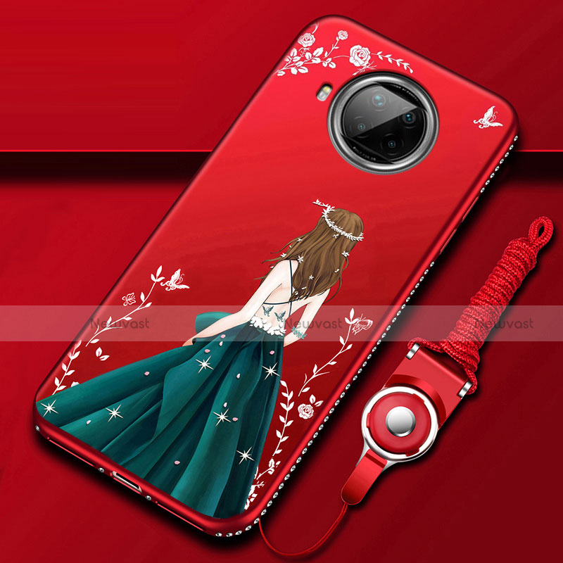 Silicone Candy Rubber Gel Dress Party Girl Soft Case Cover for Xiaomi Mi 10T Lite 5G Red Wine