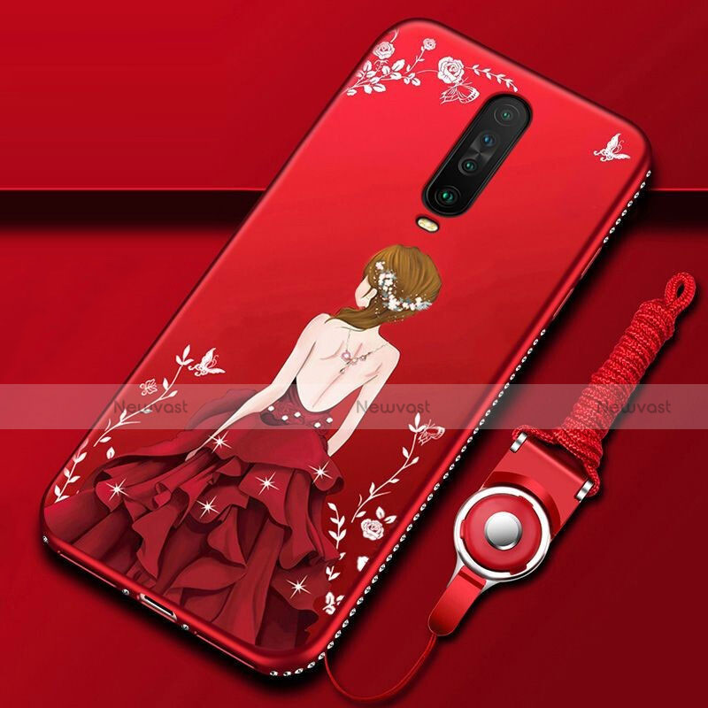 Silicone Candy Rubber Gel Dress Party Girl Soft Case Cover for Xiaomi Redmi K30i 5G Red
