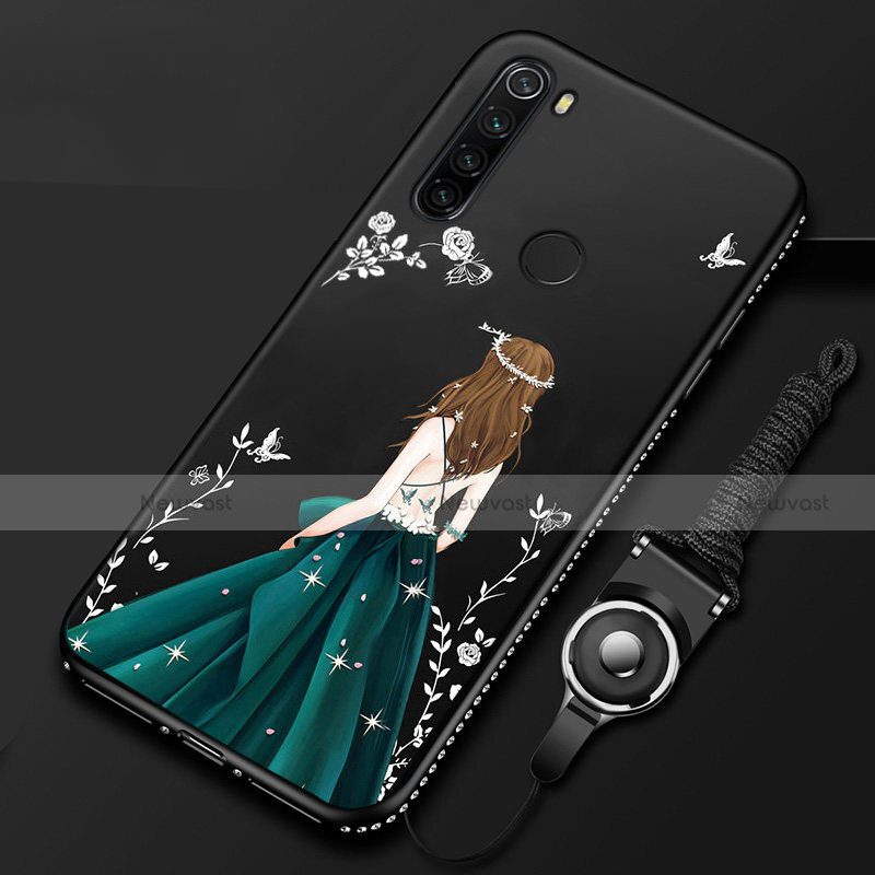 Silicone Candy Rubber Gel Dress Party Girl Soft Case Cover for Xiaomi Redmi Note 8 (2021) Black