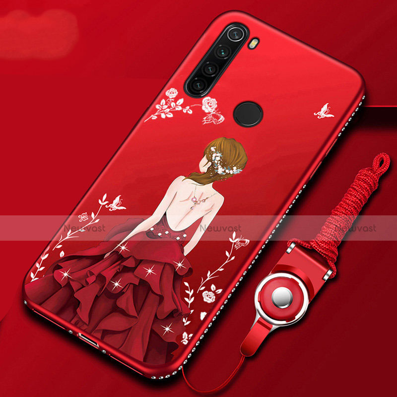 Silicone Candy Rubber Gel Dress Party Girl Soft Case Cover for Xiaomi Redmi Note 8 (2021) Red