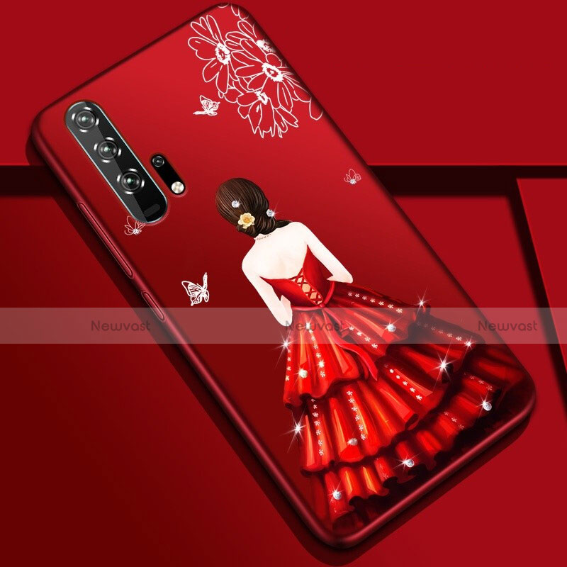 Silicone Candy Rubber Gel Dress Party Girl Soft Case Cover K01 for Huawei Honor 20 Pro