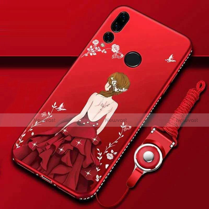 Silicone Candy Rubber Gel Dress Party Girl Soft Case Cover K01 for Huawei Honor 20i Red
