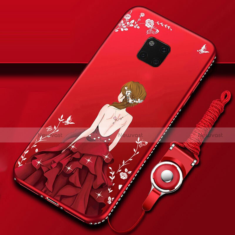 Silicone Candy Rubber Gel Dress Party Girl Soft Case Cover K01 for Huawei Mate 20 Pro Red