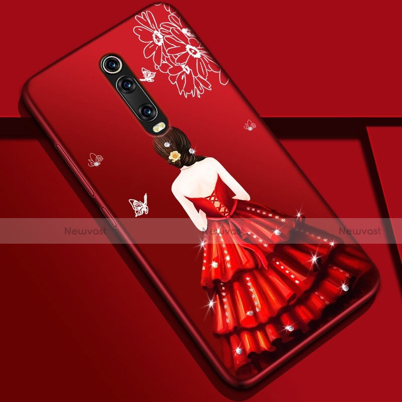 Silicone Candy Rubber Gel Dress Party Girl Soft Case Cover K01 for Xiaomi Mi 9T