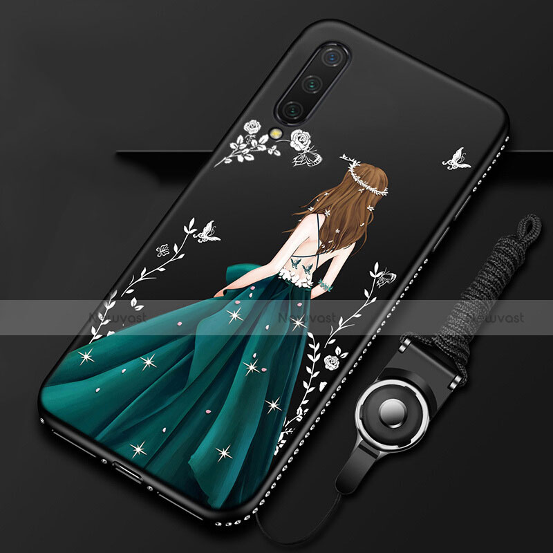 Silicone Candy Rubber Gel Dress Party Girl Soft Case Cover K01 for Xiaomi Mi A3 Green