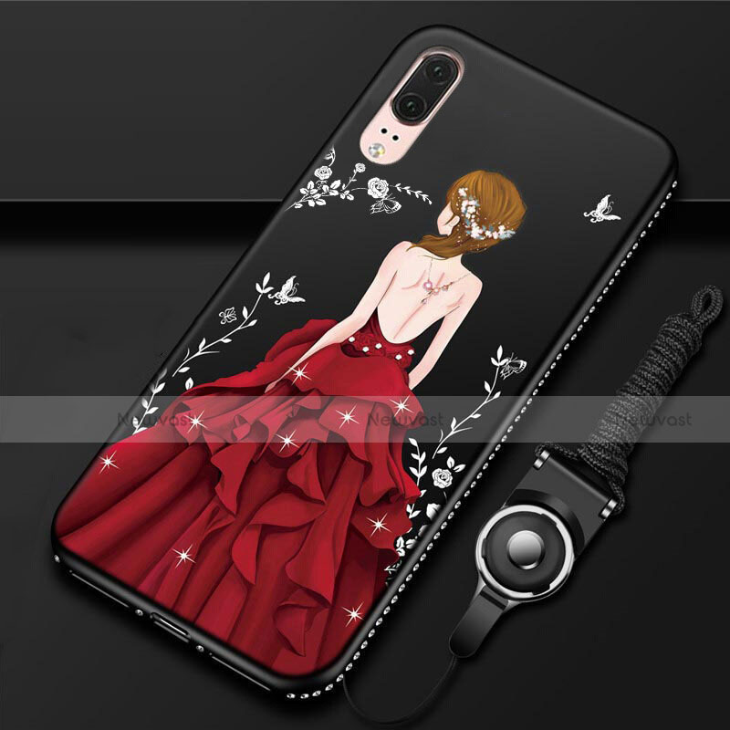 Silicone Candy Rubber Gel Dress Party Girl Soft Case Cover K02 for Huawei P20