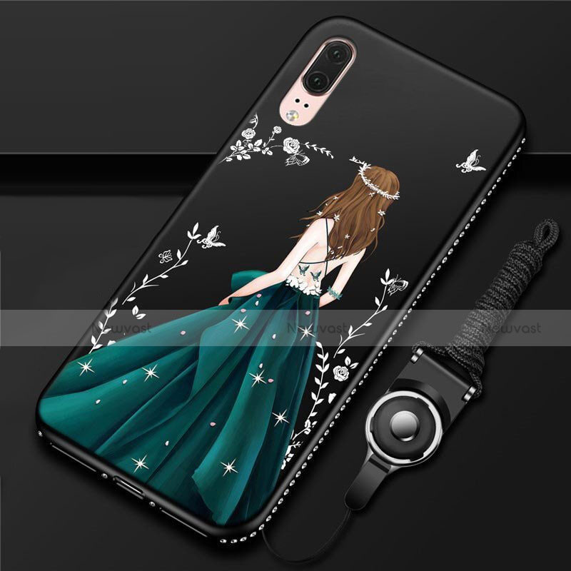 Silicone Candy Rubber Gel Dress Party Girl Soft Case Cover K02 for Huawei P20