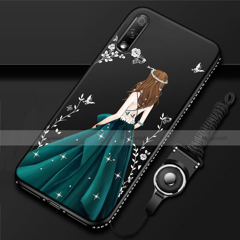 Silicone Candy Rubber Gel Dress Party Girl Soft Case Cover S01 for Huawei Honor 9X Green