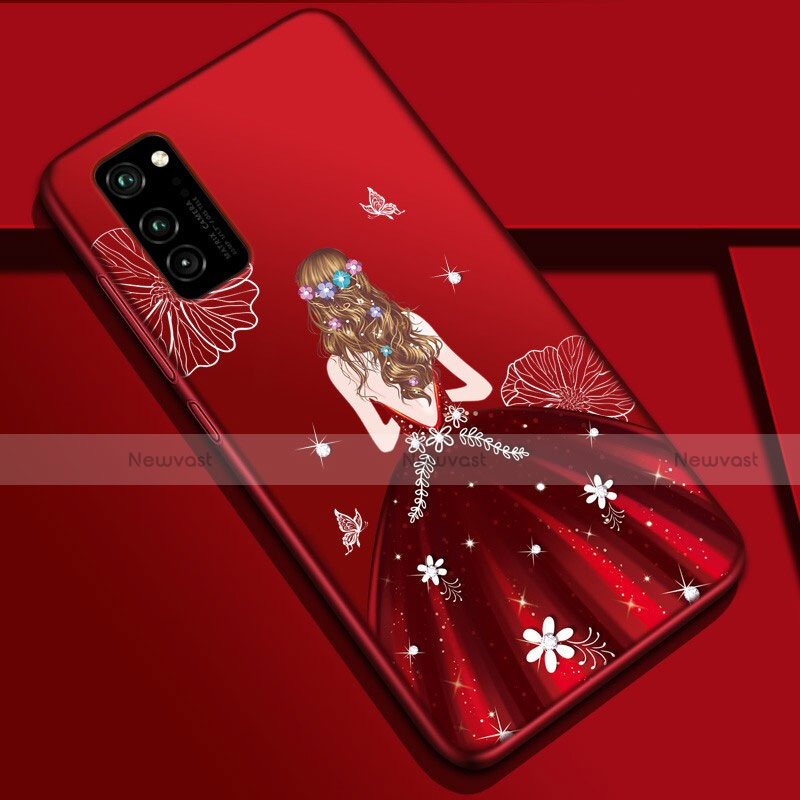 Silicone Candy Rubber Gel Dress Party Girl Soft Case Cover S01 for Huawei Honor View 30 5G