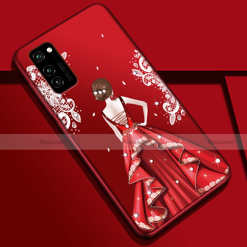 Silicone Candy Rubber Gel Dress Party Girl Soft Case Cover S01 for Huawei Honor View 30 Pro 5G