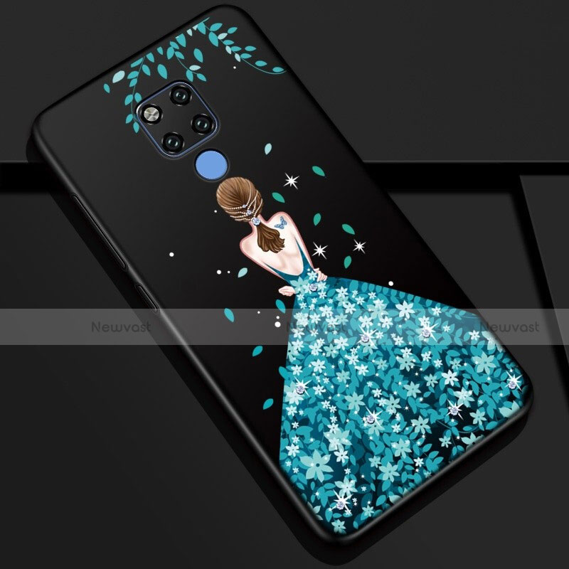 Silicone Candy Rubber Gel Dress Party Girl Soft Case Cover S01 for Huawei Mate 20 X 5G Blue