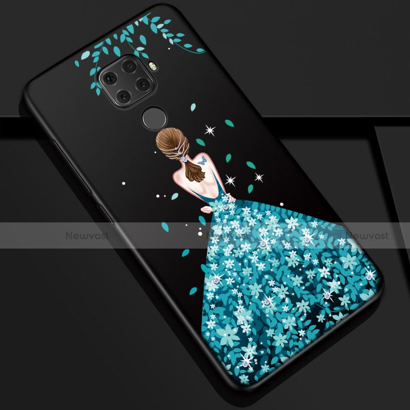 Silicone Candy Rubber Gel Dress Party Girl Soft Case Cover S01 for Huawei Nova 5i Pro Blue