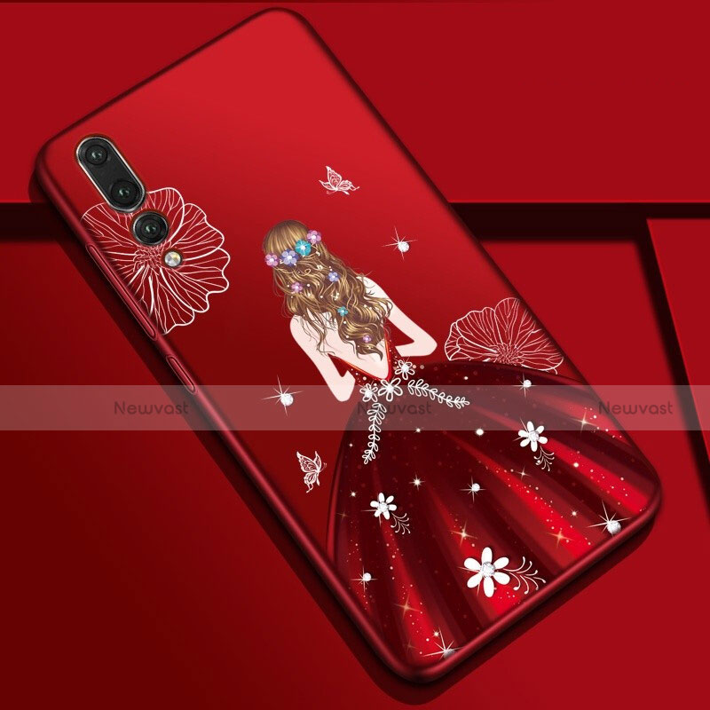 Silicone Candy Rubber Gel Dress Party Girl Soft Case Cover S01 for Huawei P20 Pro Red Wine