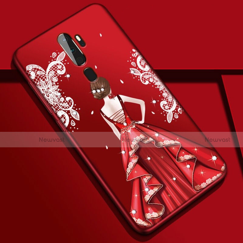 Silicone Candy Rubber Gel Dress Party Girl Soft Case Cover S01 for Oppo A5 (2020)