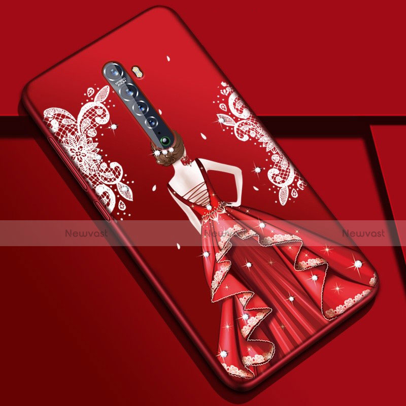 Silicone Candy Rubber Gel Dress Party Girl Soft Case Cover S01 for Oppo Reno2