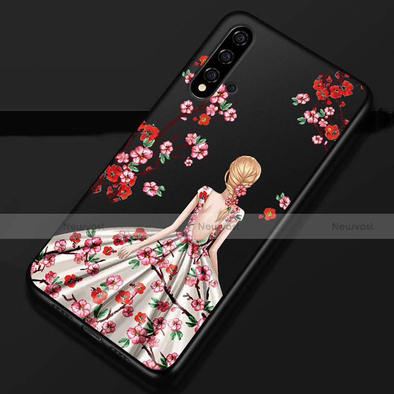 Silicone Candy Rubber Gel Dress Party Girl Soft Case Cover S02 for Huawei Nova 5 Pro