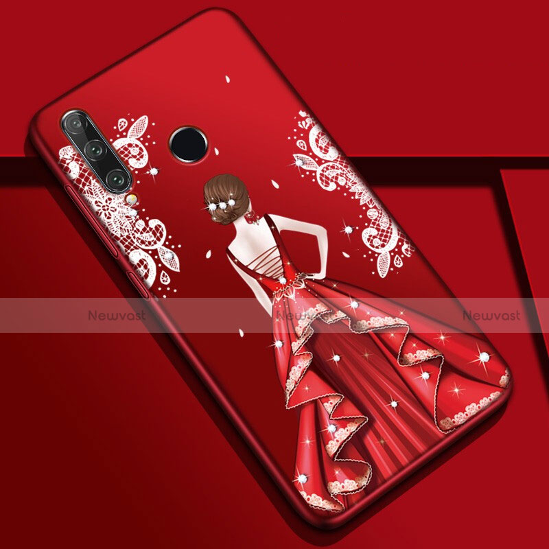 Silicone Candy Rubber Gel Dress Party Girl Soft Case Cover Z01 for Huawei Honor 20 Lite Red Wine