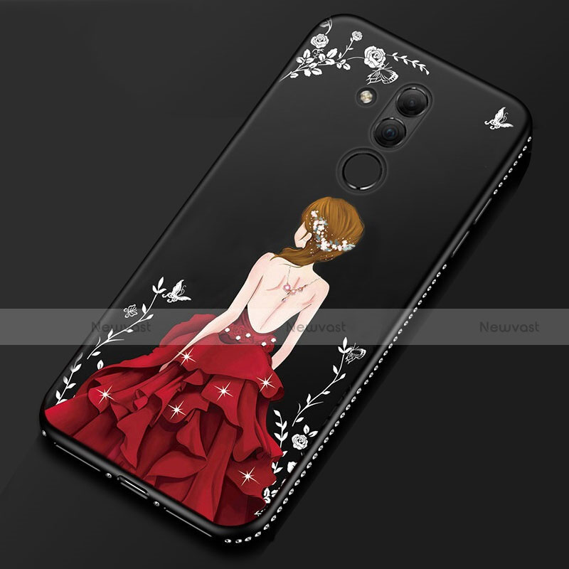 Silicone Candy Rubber Gel Fashionable Pattern Soft Case Cover for Huawei Mate 20 Lite Red and Black