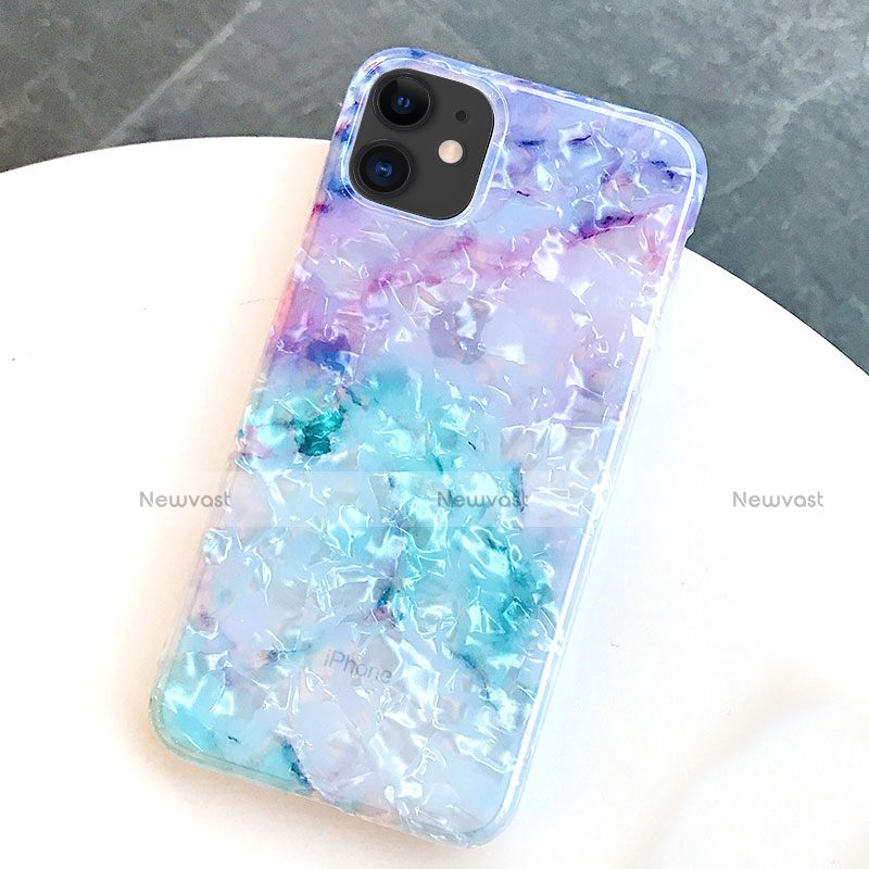 Silicone Candy Rubber Gel Fashionable Pattern Soft Case Cover S01 for Apple iPhone 11 Blue