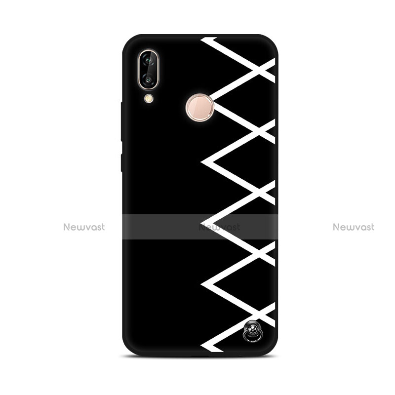 Silicone Candy Rubber Gel Fashionable Pattern Soft Case Cover S01 for Huawei Nova 3e Black