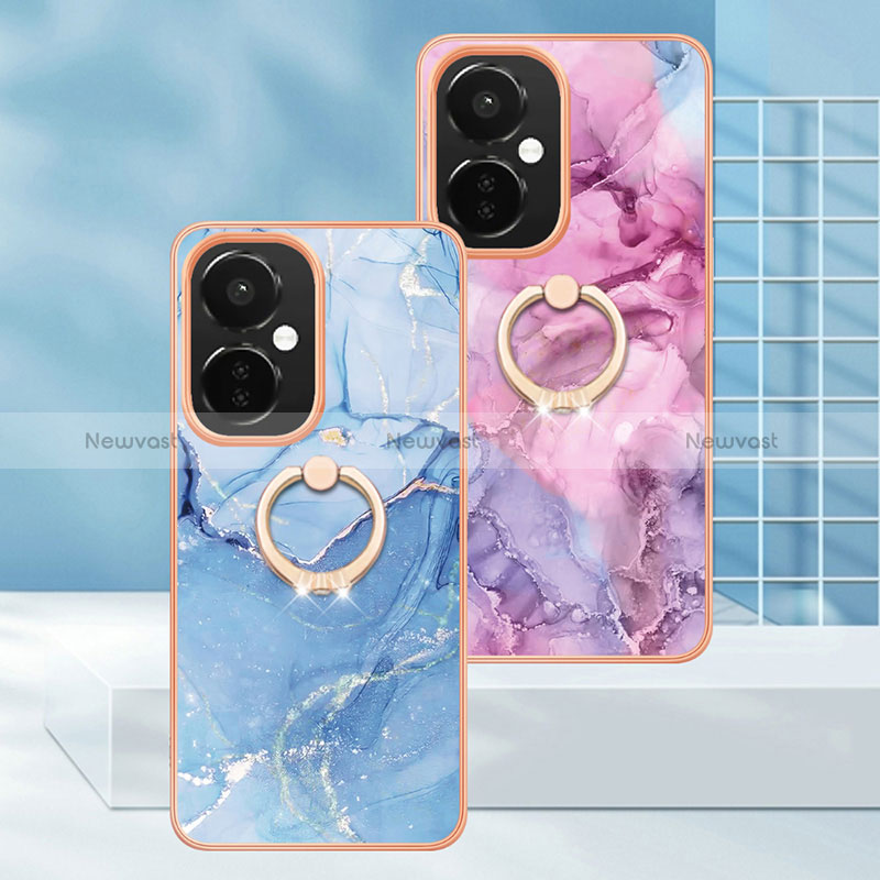 Silicone Candy Rubber Gel Fashionable Pattern Soft Case Cover with Finger Ring Stand Y01B for OnePlus Nord CE 3 5G