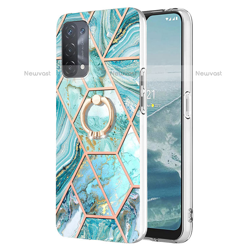 Silicone Candy Rubber Gel Fashionable Pattern Soft Case Cover with Finger Ring Stand Y01B for OnePlus Nord N200 5G